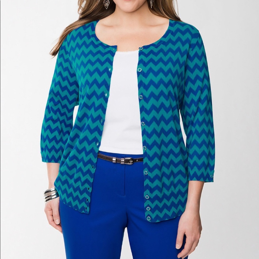 Lane Bryant chevron 16 cardigan button down